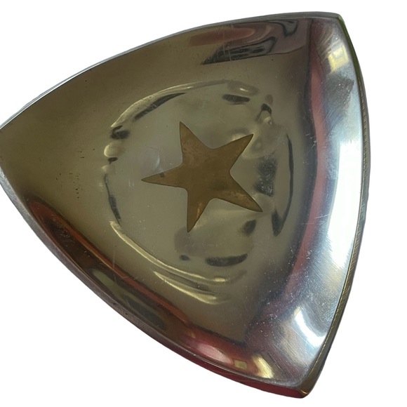 Texas Style Triangle Shaped Metal Candle Holder Chrome Finish With Gold Star I - Picture 5 of 8